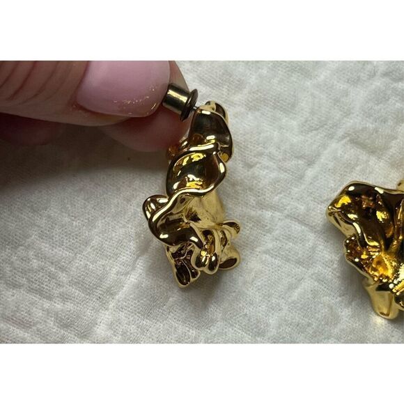 Luxurious Amber Sceats Reese Earrings Rich 24k GP Gold Nugget NEW - Picture 5 of 6
